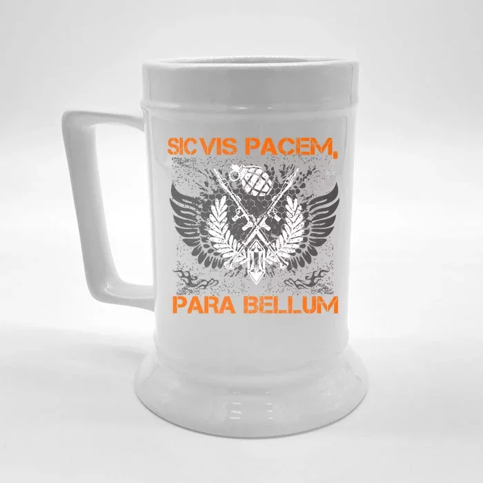 Si Vis Pacem Para Bellum Peace War Front & Back Beer Stein