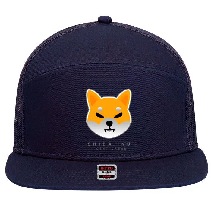 Shiba Inu 1 Cent Dream Crypto Trading 7 Panel Mesh Trucker Snapback Hat