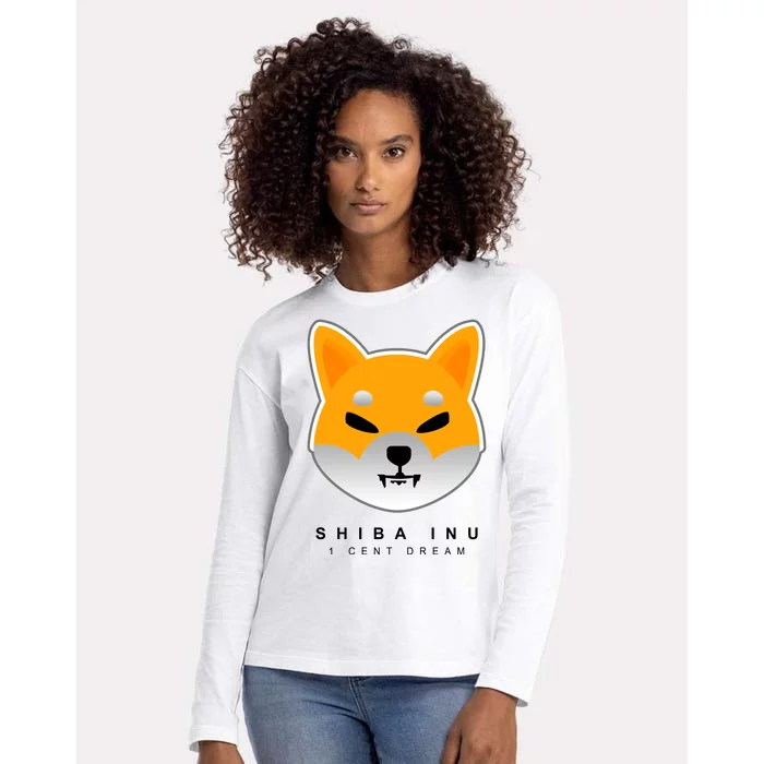 Shiba Inu 1 Cent Dream Crypto Trading Womens Cotton Relaxed Long Sleeve T-Shirt