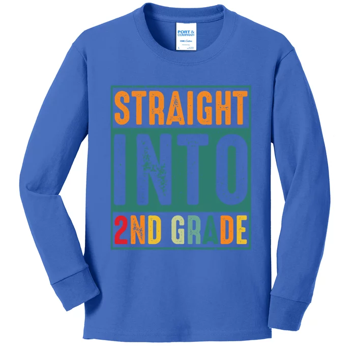 Straight Into 2Nd Grade Retro Vintage Team Second Grade Gift Kids Long Sleeve Shirt