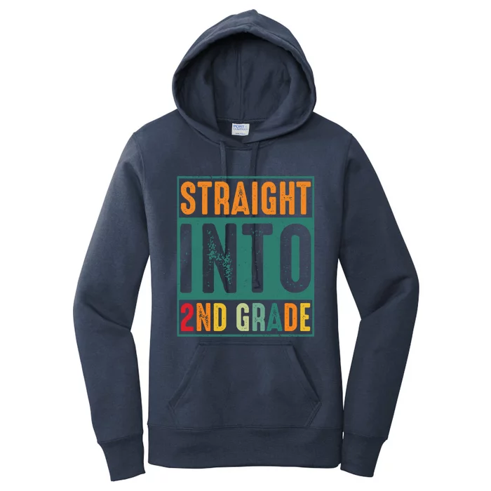 Straight Into 2Nd Grade Retro Vintage Team Second Grade Gift Women's Pullover Hoodie