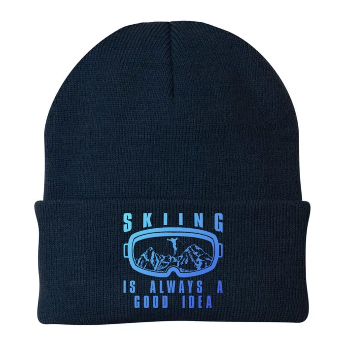 Skiing Is Always A Good Idea Gift Knit Cap Winter Beanie