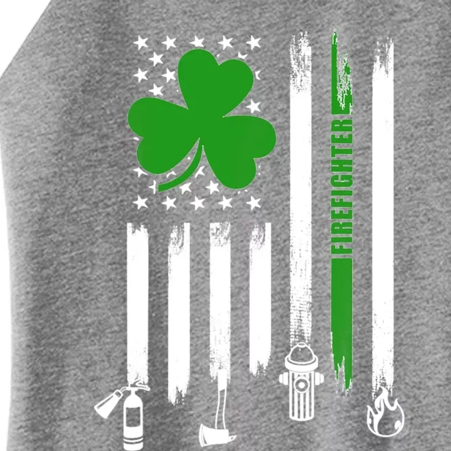 Shamrock Irish American Flag Firefighter St Patrick's Day Gift Women’s Perfect Tri Rocker Tank