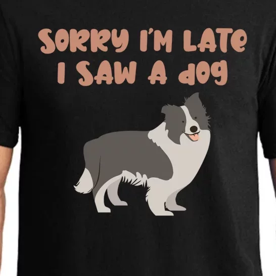 Sorry I Am Late I Saw A Dog Funny Dog Lover Designs Cool Gift Pajama Set