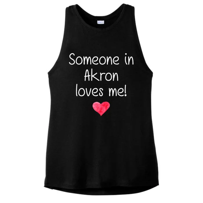 Someone In AKRON OH OHIO Loves Me City Home Roots Gift Ladies Tri-Blend Wicking Tank