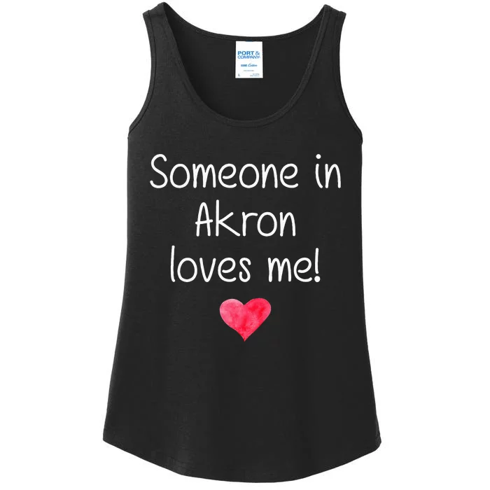 Someone In AKRON OH OHIO Loves Me City Home Roots Gift Ladies Essential Tank