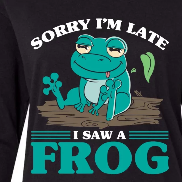 Sorry I Am Late I Saw A Frog Humorous Frog Saying Cute Gift Womens Cotton Relaxed Long Sleeve T-Shirt