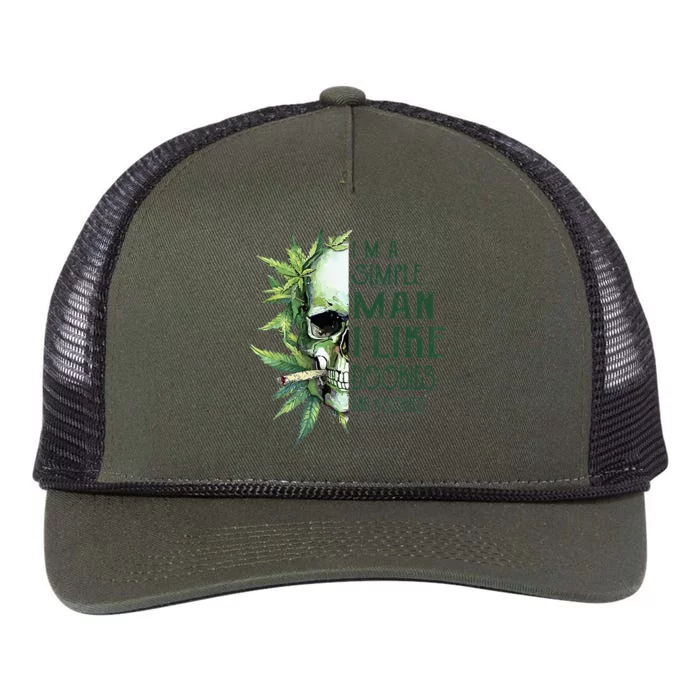 Skull I’M A Simple Man I Like Doobies And Boobies Retro Rope Trucker Hat Cap