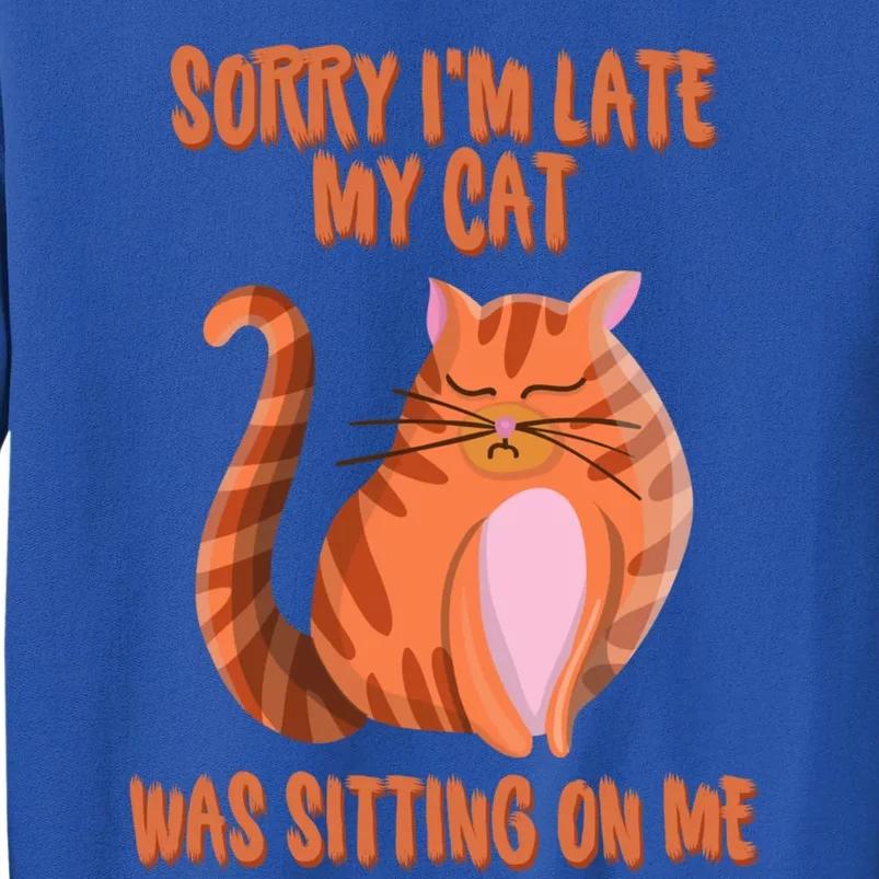 Sorry I Am Late My Cat Was Sitting On Me Cat Lover Designs Gift Sweatshirt