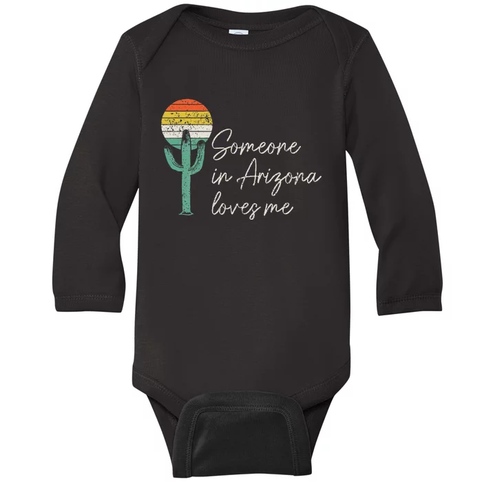 Someone In Arizona Loves Me Cactus AZ Vintage Baby Long Sleeve Bodysuit