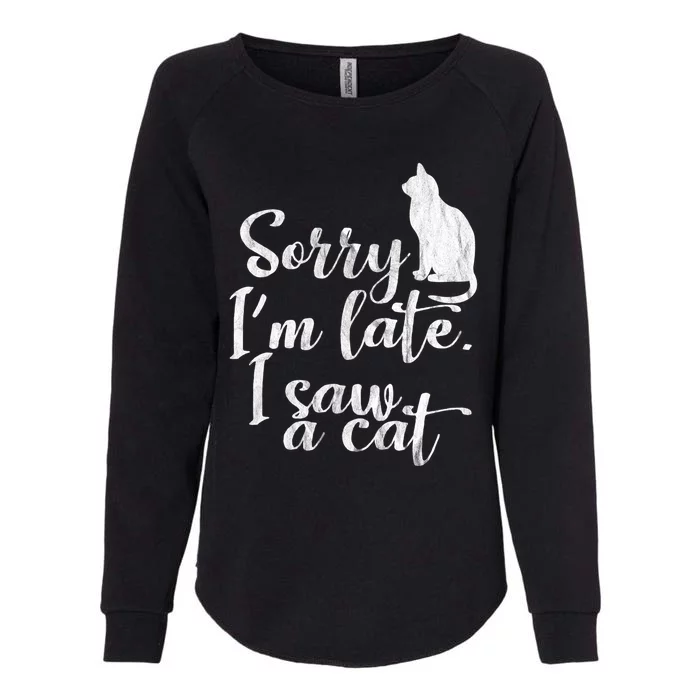 Sorry I Am Late I Saw Cat Sarcastic Funny Cat Lover Quotes Cute Gift Womens California Wash Sweatshirt