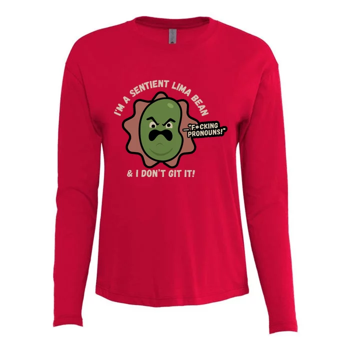 Spawnonme IM A Sentient Lima Bean And I DonT Git It Womens Cotton Relaxed Long Sleeve T-Shirt