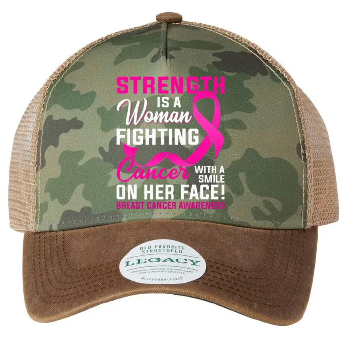 Strength Is A Woman Fighting Cancer Breast Cancer Awareness Legacy Tie Dye Trucker Hat