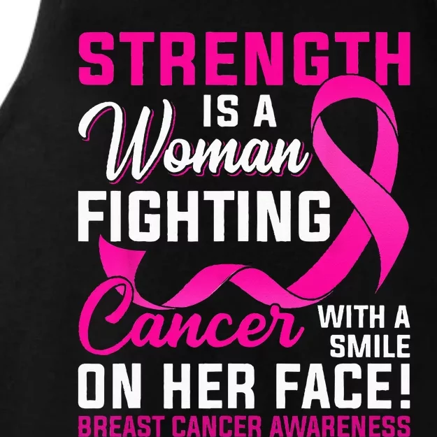 Strength Is A Woman Fighting Cancer Breast Cancer Awareness Ladies Tri-Blend Wicking Tank