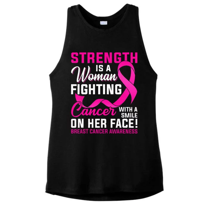 Strength Is A Woman Fighting Cancer Breast Cancer Awareness Ladies Tri-Blend Wicking Tank