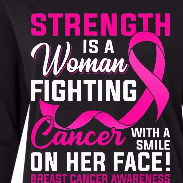 Strength Is A Woman Fighting Cancer Breast Cancer Awareness Womens Cotton Relaxed Long Sleeve T-Shirt