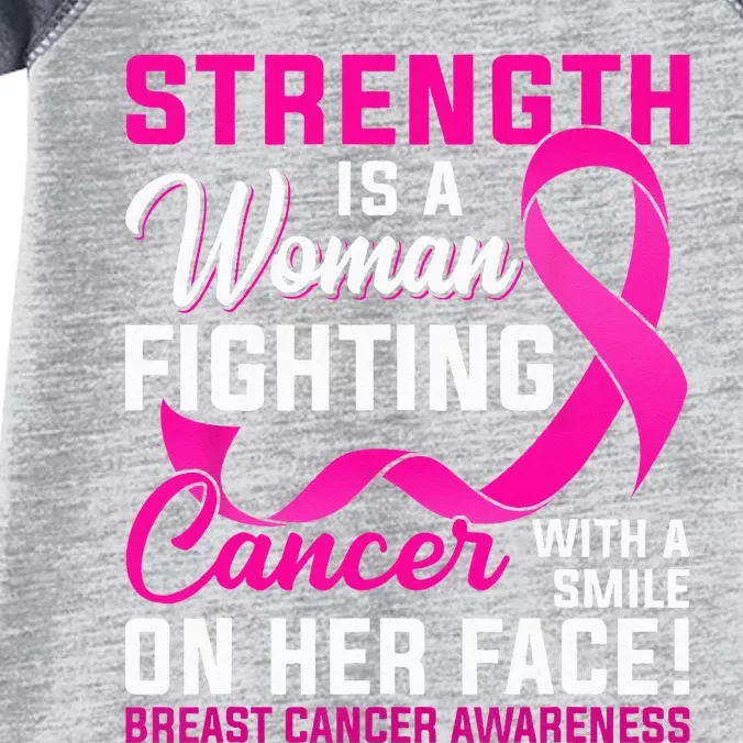 Strength Is A Woman Fighting Cancer Breast Cancer Awareness Infant Baby Jersey Bodysuit