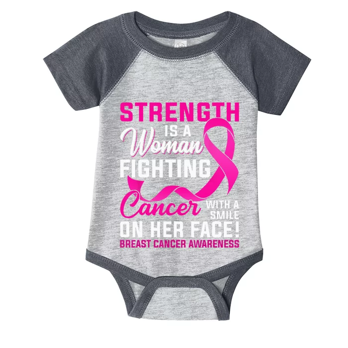 Strength Is A Woman Fighting Cancer Breast Cancer Awareness Infant Baby Jersey Bodysuit