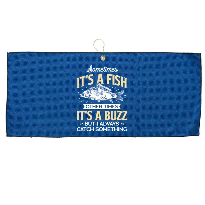 Sometimes ItS A Fish Funny Fishing & Angler Joke Gift Large Microfiber Waffle Golf Towel