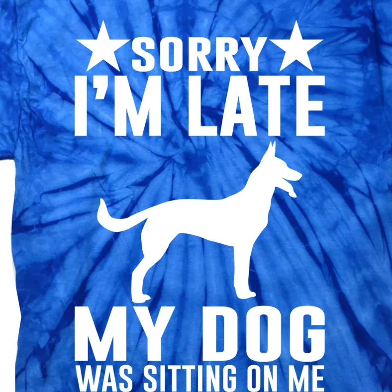 Sorry I Am Late My Dog Was Sitting On Me Meaningful Gift Funny Dog Lover Gift Tie-Dye T-Shirt