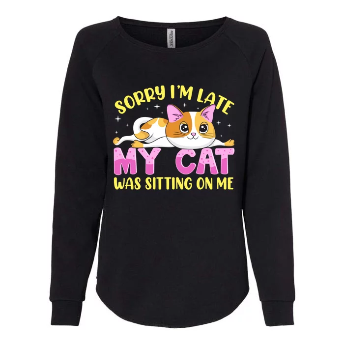 Sorry I Am Late My Cat Was Sitting On Me Funny Kitten Owner Great Gift Womens California Wash Sweatshirt