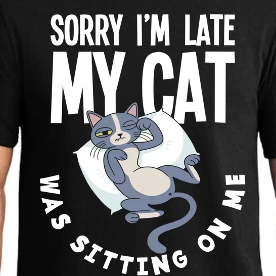 Sorry I Am Late My Cat Was Sitting On Me Pet Cat Owner Cat Gift Pajama Set