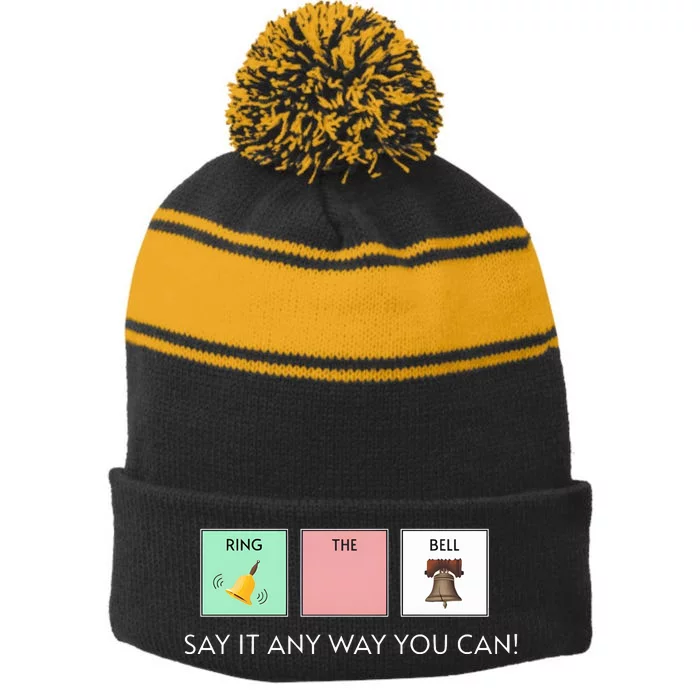 Say It Anyway You Can Autism Awareness Stripe Pom Pom Beanie