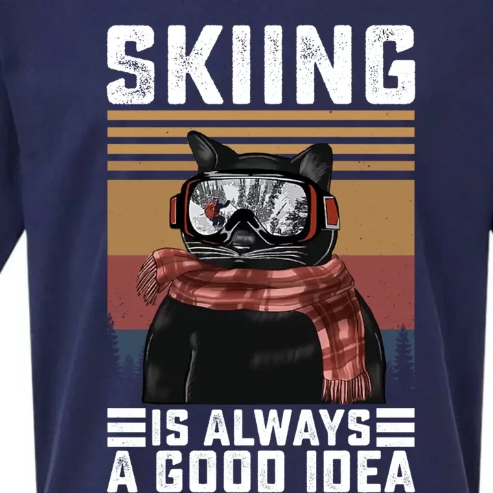 Skiing Is Always A Good Idea Funny Skiing Skier Lover Great Gift Sueded Cloud Jersey T-Shirt