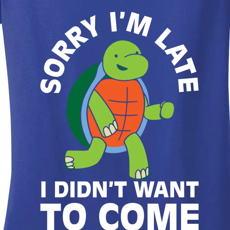 Sorry I Am Late Verlag Turtle I'm Too Late Gift Women's V-Neck T-Shirt