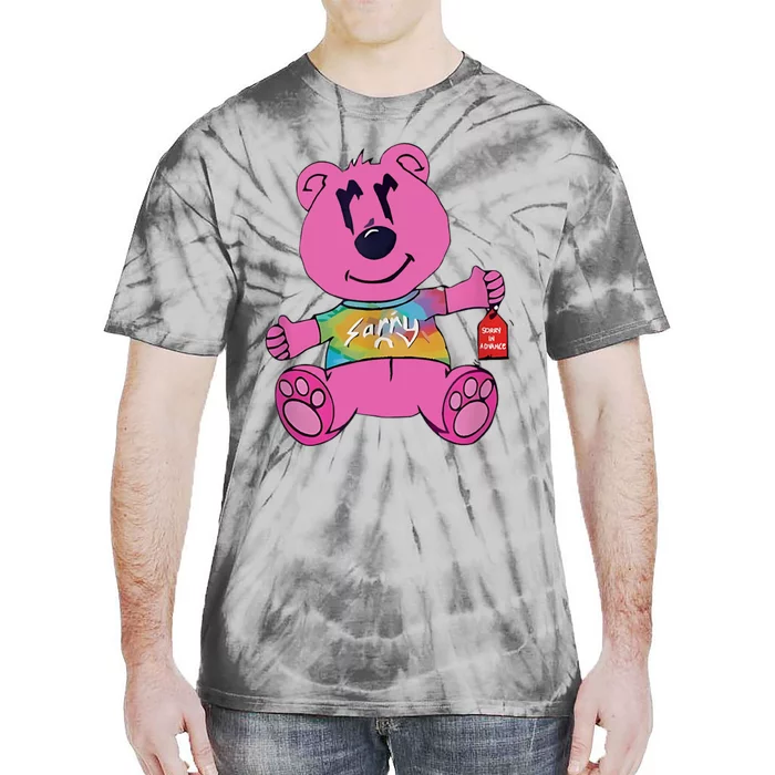 Sorry In Advance Pink Bear Holding Price Ticket Design Tie-Dye T-Shirt