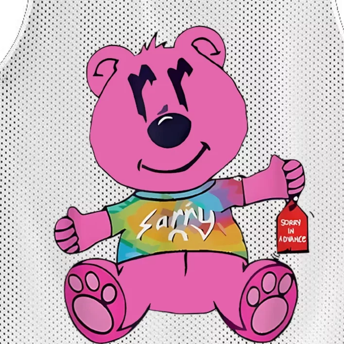 Sorry In Advance Pink Bear Holding Price Ticket Design Mesh Reversible Basketball Jersey Tank