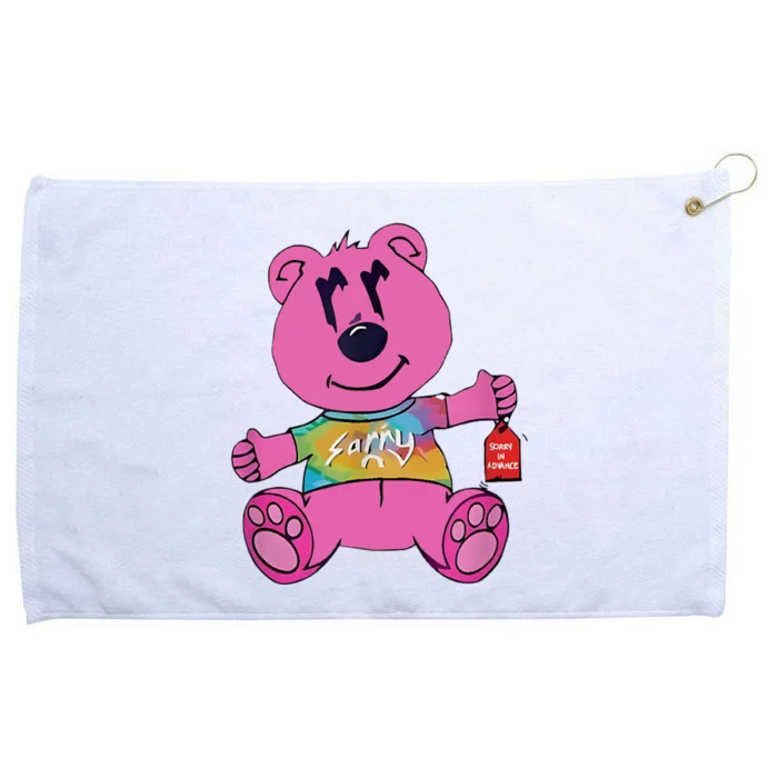 Sorry In Advance Pink Bear Holding Price Ticket Design Grommeted Golf Towel