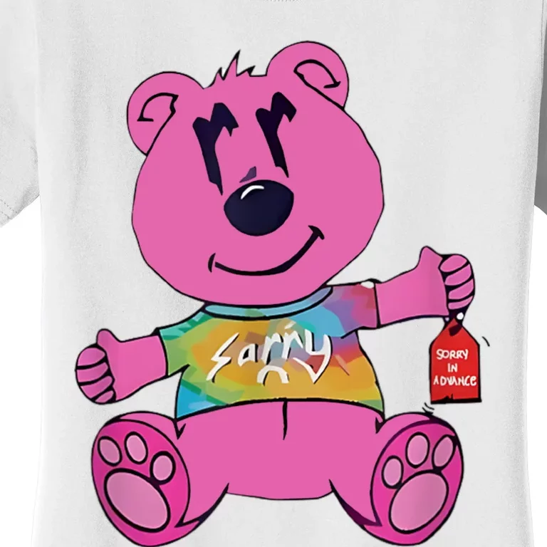 Sorry In Advance Pink Bear Holding Price Ticket Design Women's T-Shirt