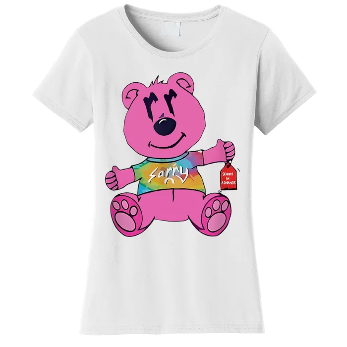 Sorry In Advance Pink Bear Holding Price Ticket Design Women's T-Shirt