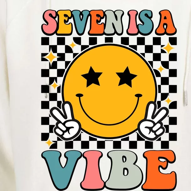 Seven Is A Vibe 7th Birthday Groovy Boy Girl 7 Years Old Womens Funnel Neck Pullover Hood