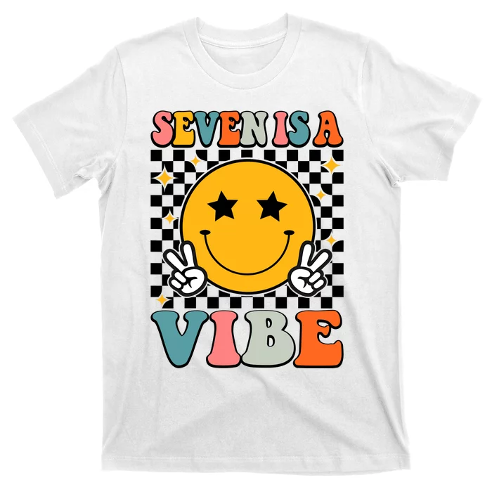 Seven Is A Vibe 7th Birthday Groovy Boy Girl 7 Years Old T-Shirt