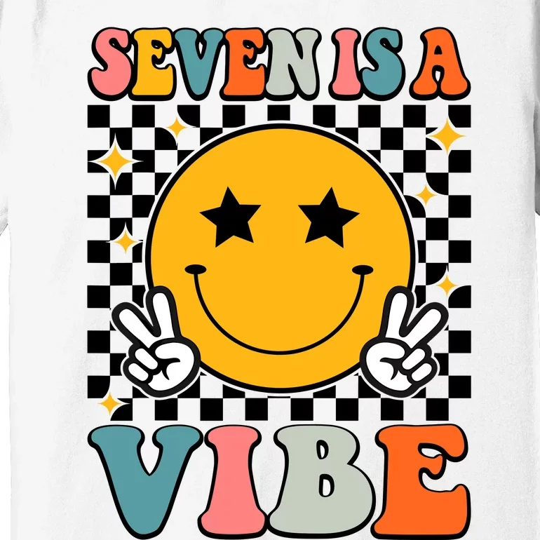 Seven Is A Vibe 7th Birthday Groovy Boy Girl 7 Years Old Premium T-Shirt