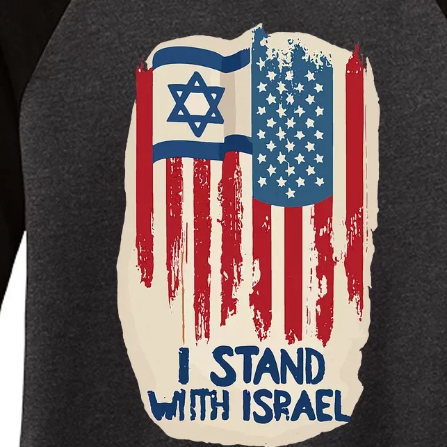 Support Israel and America Stand Together Unity and Pride Women's Tri-Blend 3/4-Sleeve Raglan Shirt