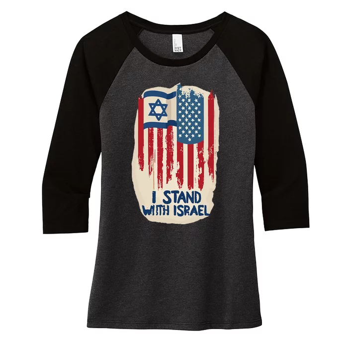 Support Israel and America Stand Together Unity and Pride Women's Tri-Blend 3/4-Sleeve Raglan Shirt