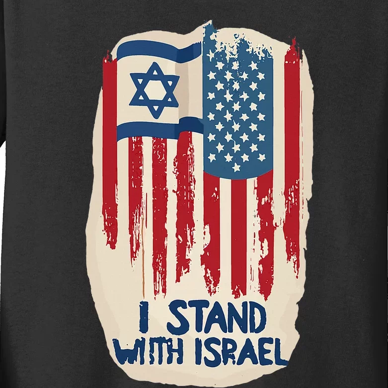 Support Israel and America Stand Together Unity and Pride Kids Long Sleeve Shirt