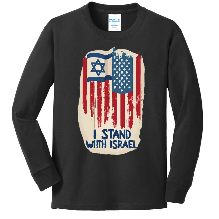 Support Israel and America Stand Together Unity and Pride Kids Long Sleeve Shirt