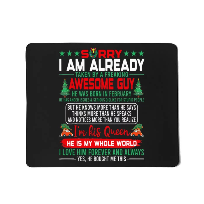 Sorry Im Already Taken By Awesome Guy Christmas February Man Mousepad