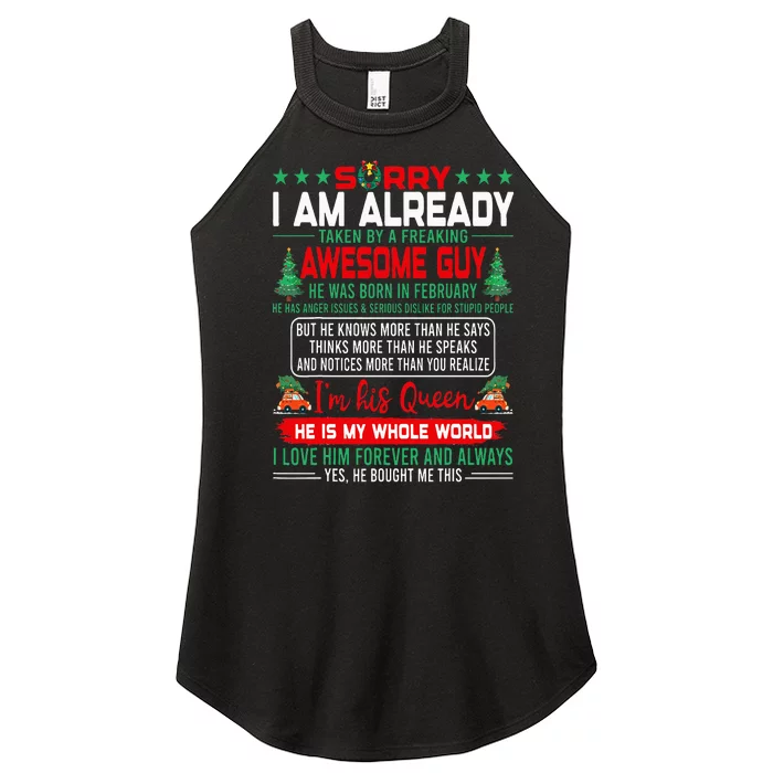 Sorry Im Already Taken By Awesome Guy Christmas February Man Women’s Perfect Tri Rocker Tank