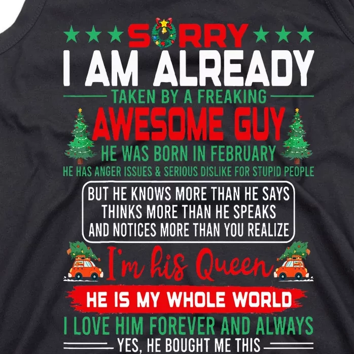 Sorry Im Already Taken By Awesome Guy Christmas February Man Tank Top