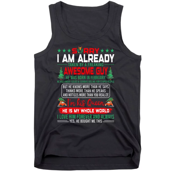 Sorry Im Already Taken By Awesome Guy Christmas February Man Tank Top