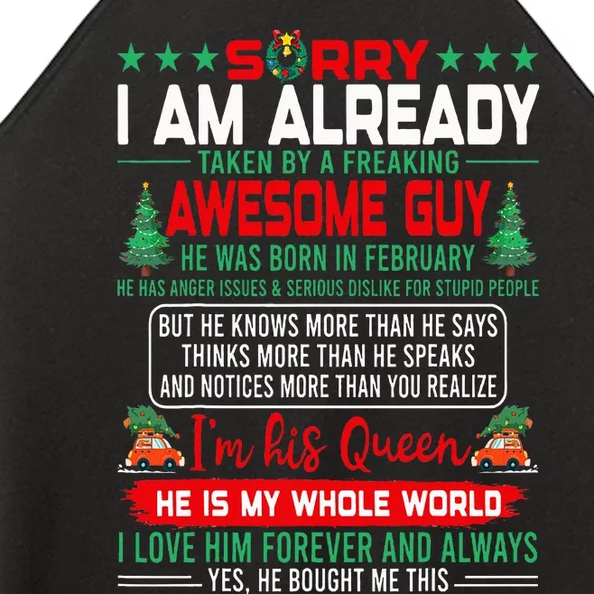 Sorry Im Already Taken By Awesome Guy Christmas February Man Women’s Perfect Tri Rocker Tank