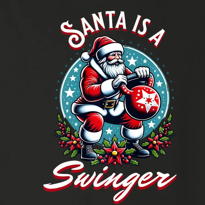 Santa Is A Swinger Christmas Kettlebell Gym Toddler Long Sleeve Shirt