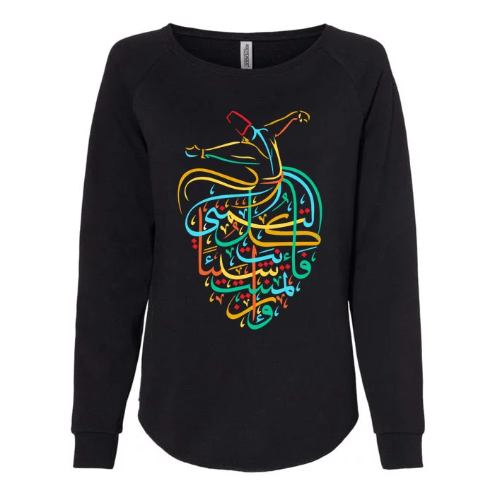 Sufism Islamic Arabic Calligraphy Gift Sufi Whirling Womens California Wash Sweatshirt