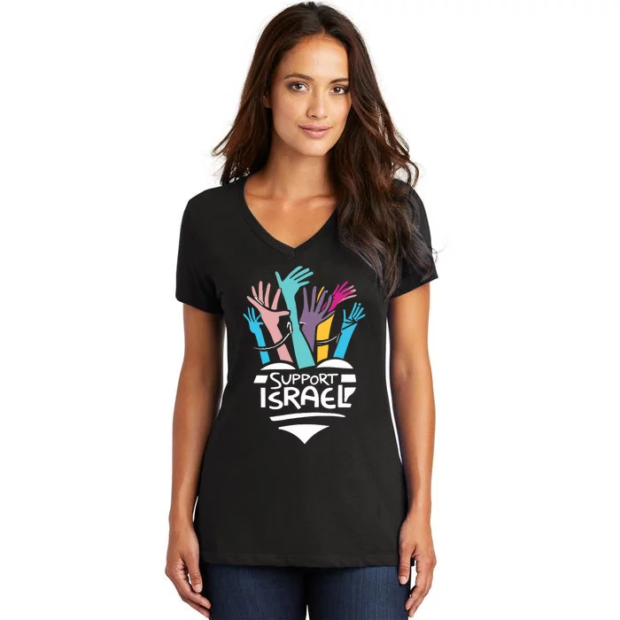 Support Israel And America Stand Together Unity And Pride Women's V-Neck T-Shirt