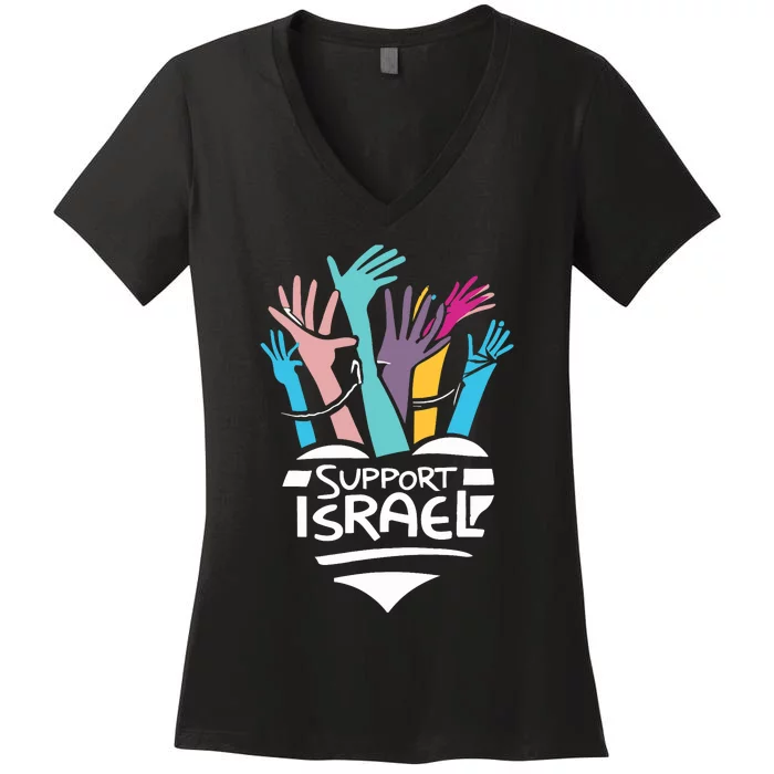 Support Israel And America Stand Together Unity And Pride Women's V-Neck T-Shirt